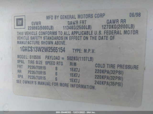 1GKCS13W2W2565154 GMC Jimmy Sls