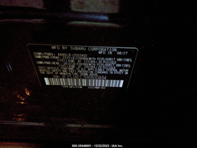 Subaru Forester Premium 2017 JF2SJAEC7HH800484 Image 10