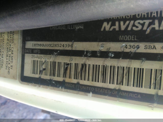 2002 INTERNATIONAL 4000 4300 VIN: 1HTMMAANX2H524396