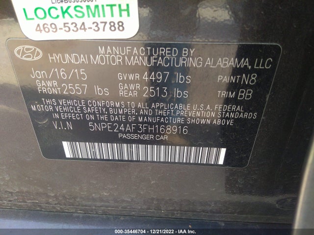 Hyundai Sonata 2015 5NPE24AF3FH168916 Image 8