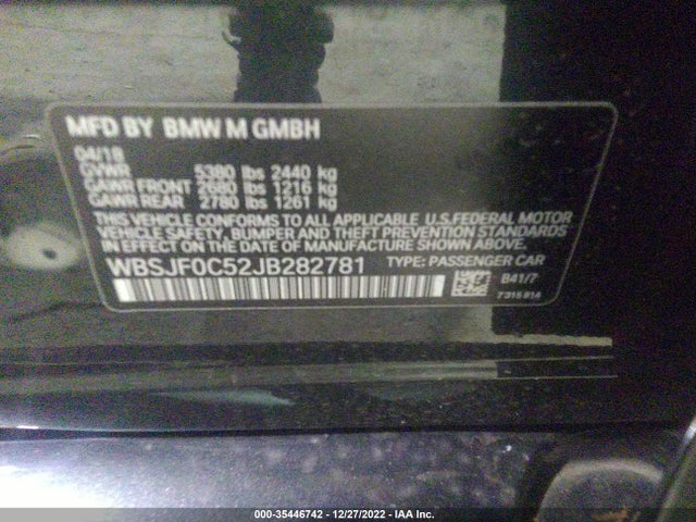 2018 BMW M5, VIN: WBSJF0C52JB282781