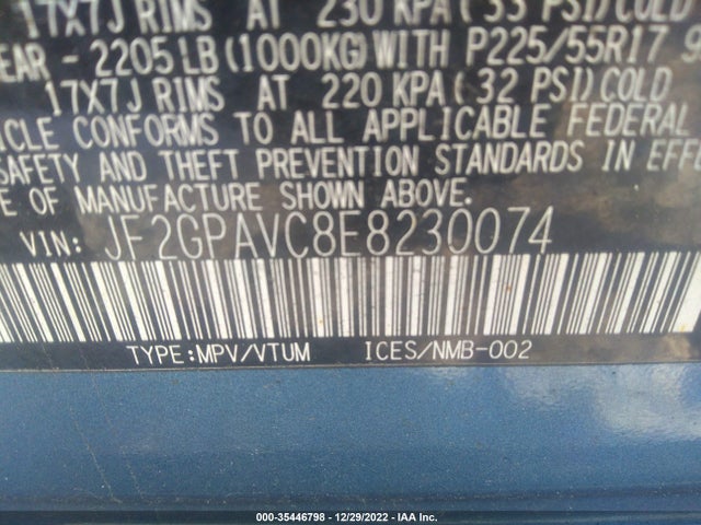 JF2GPAVC8E8230074 Subaru Xv Crosstrek Premium