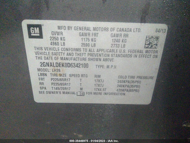 Chevrolet EQUINOX LT 2013 2GNALDEK0D6342100 Image 9
