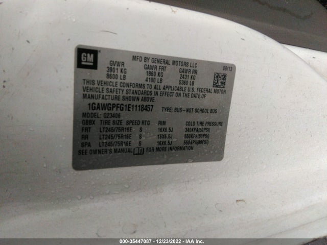 Chevrolet Express Passenger Ls 2014 1GAWGPFG1E1118457 Image 9