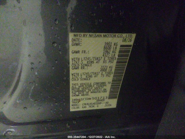 1N6AA1F15HN501713 Nissan TITAN XD S