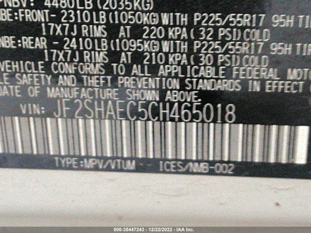 Subaru Forester 2012 JF2SHAEC5CH465018 Image 9