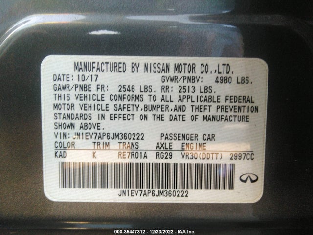 2018 Infiniti Q50, VIN: JN1EV7AP6JM360222