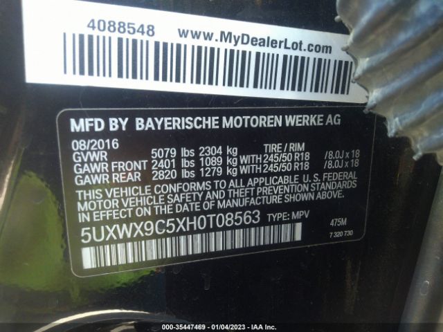 5UXWX9C5XH0T08563 BMW X3 Xdrive28i