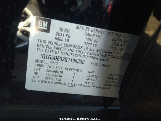 2016 GMC Canyon, VIN: 1GTG5DE32G1106030