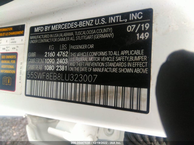 2020 Mercedes-Benz C-Class, VIN: 55SWF8EB8LU323007