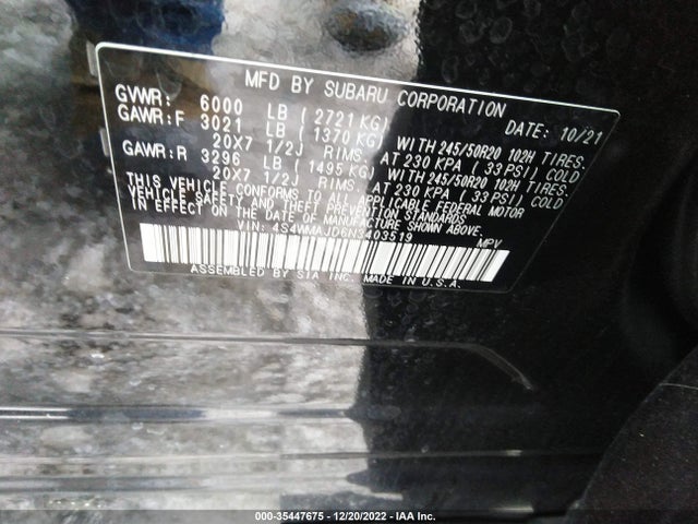 2022 Subaru Ascent, VIN: 4S4WMAJD6N3403519