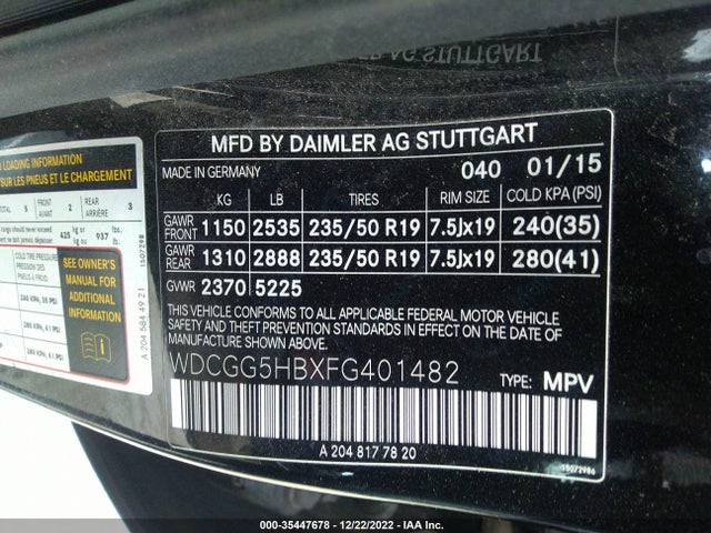 2015 Mercedes-Benz GLK-Class, VIN: WDCGG5HBXFG401482