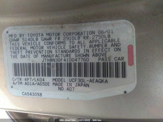 Lexus LS 430 2001 JTHBN30F410047760 Image 10