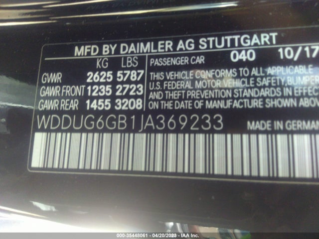 WDDUG6GB1JA369233 Mercedes-Benz S-class S 450