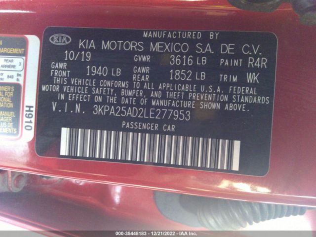 3KPA25AD2LE277953 KIA Rio 5-door S