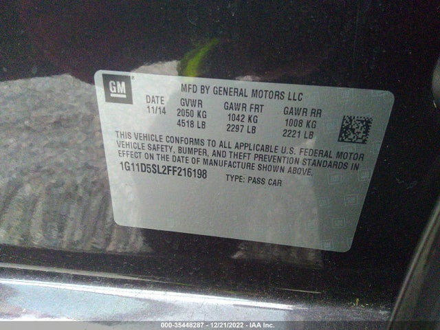Chevrolet MALIBU LT 2015 1G11D5SL2FF216198 Image 9