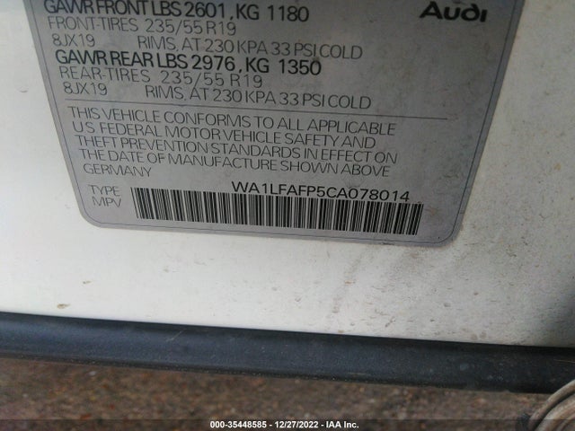 WA1LFAFP5CA078014 Audi Q5 2.0t Premium Plus