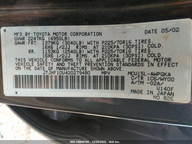 JTJHF10U420279480 Lexus RX 300
