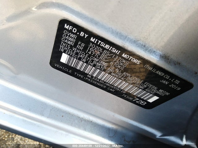 ML32A3HJ9KH009128 Mitsubishi Mirage Es/rf