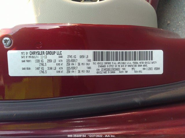 Dodge Grand Caravan Se 2014 2C4RDGBG1ER230691 Image 10