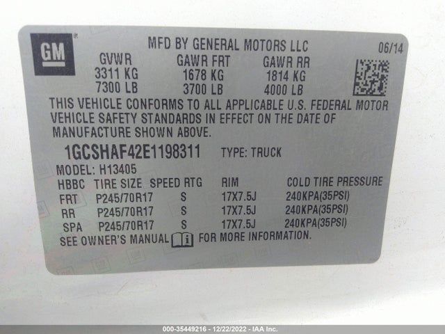 2014 Chevrolet Express, VIN: 1GCSHAF42E1198311