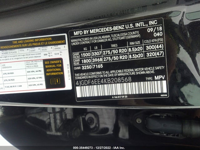 2019 Mercedes-Benz GLS-Class, VIN: 4JGDF6EE4KB208568