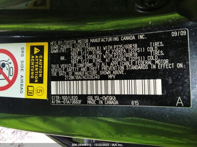 Lexus RX 350 2010 2T2BK1BA7AC026340 Image 9