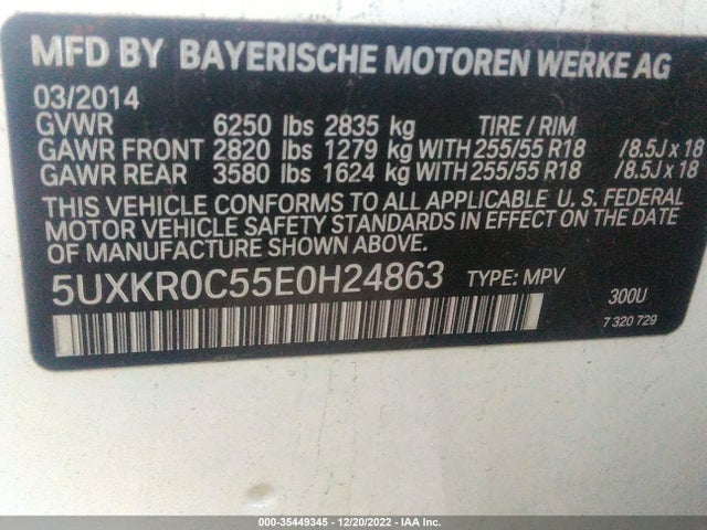 BMW X5 Xdrive35i 2014 5UXKR0C55E0H24863 Image 9
