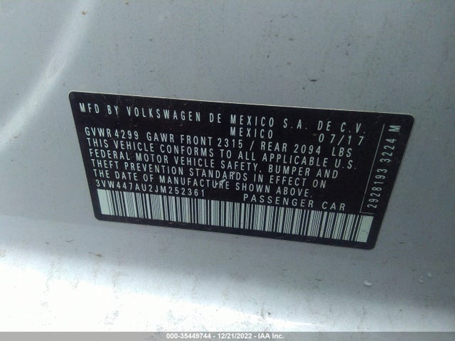 2018 Volkswagen Golf GTI, VIN: 3VW447AU2JM252361