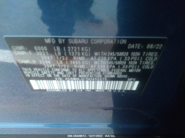 2022 Subaru Ascent, VIN: 4S4WMAJD1N3455575