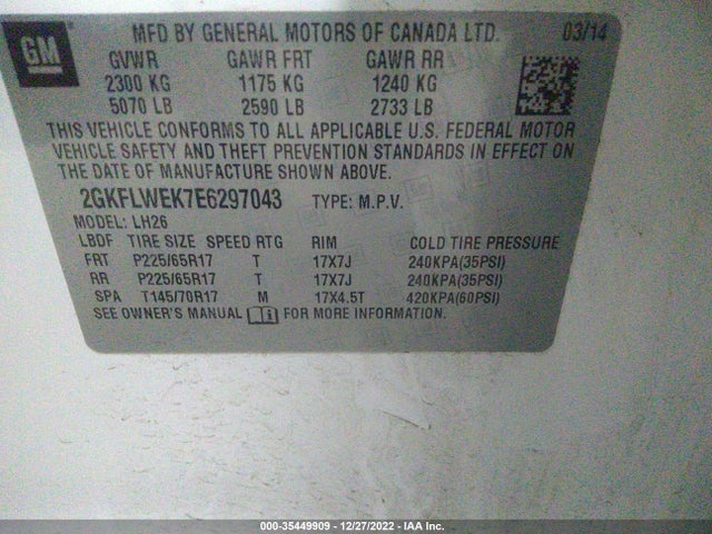 GMC Terrain Sle 2014 2GKFLWEK7E6297043 Image 10