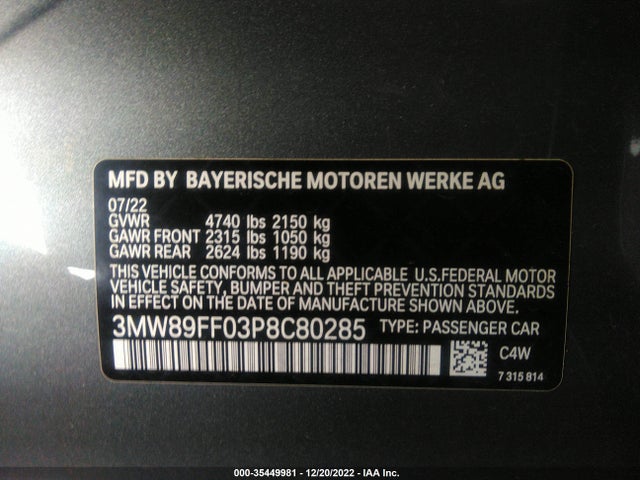 BMW 3 Series 330i Xdrive 2023 аукцион фото