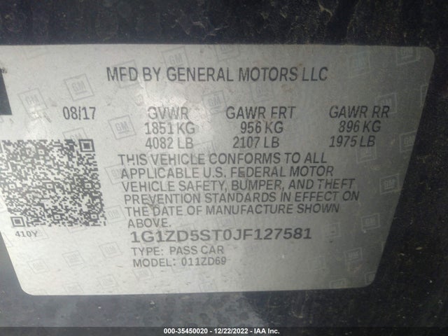 Chevrolet MALIBU LT 2018 1G1ZD5ST0JF127581 Image 9