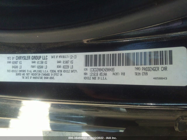 2014 Dodge Avenger, VIN: 1C3CDZAB4EN200495