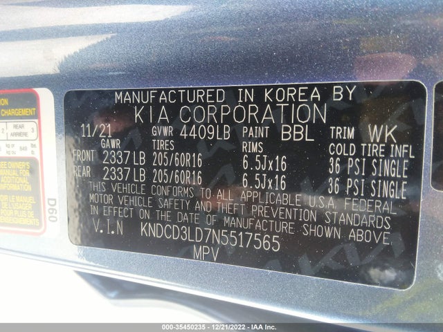 2022 Kia Niro, VIN: KNDCD3LD7N5517565