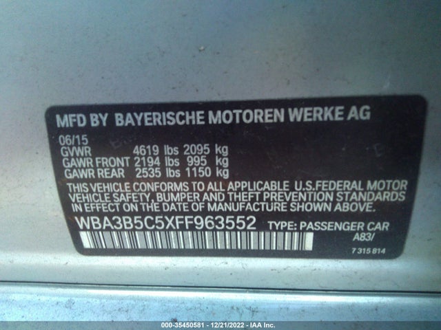 2015 BMW 3 SERIES 328I XDRIVE VIN: WBA3B5C5XFF963552