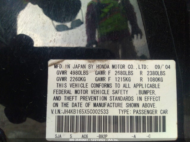 Acura RL 2005 JH4KB165X5C002533 Image 9
