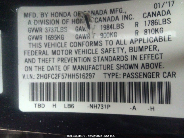 Honda Civic Sedan Lx 2017 2HGFC2F57HH516297 Image 14