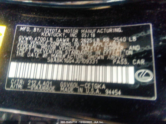 Lexus ES 2018 58ABK1GG4JU109331 Image 11