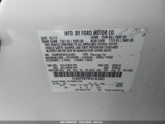 2015 Ford Taurus, VIN: 1FAHP2KT9FG163401