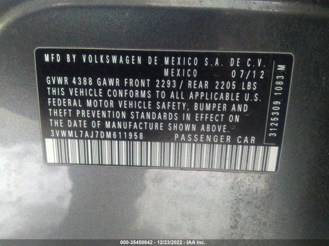 2013 VOLKSWAGEN JETTA SPORTWAGEN TDI VIN: 3VWML7AJ7DM611958