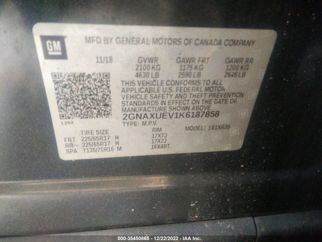Chevrolet EQUINOX LT 2019 2GNAXUEV1K6187858 Image 9