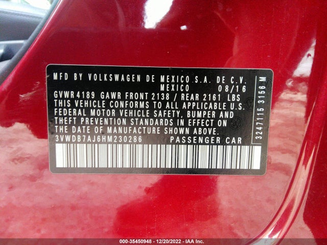 Volkswagen Jetta 1.4t Se 2017 3VWDB7AJ6HM230286 Image 10