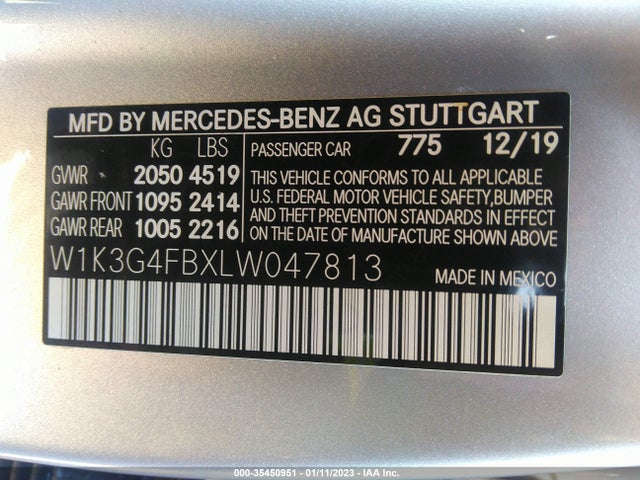 2020 Mercedes-Benz A-Class, VIN: W1K3G4FBXLW047813