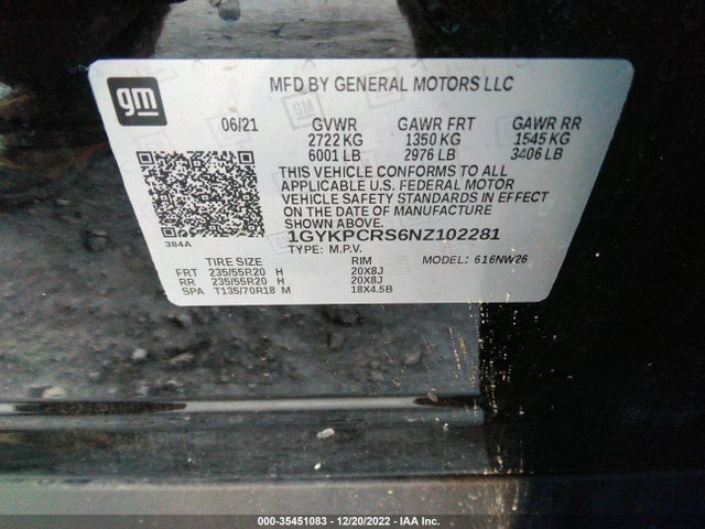 2022 Cadillac XT6, VIN: 1GYKPCRS6NZ102281