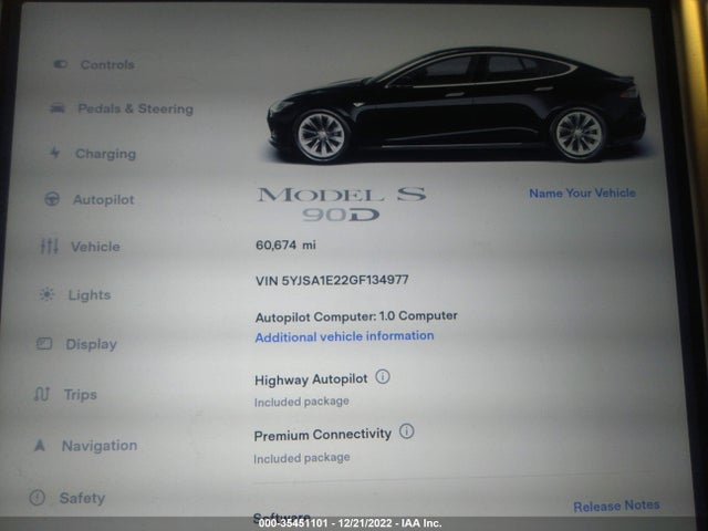 Tesla MODEL S 2016 5YJSA1E22GF134977 Image 7