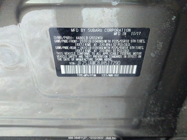 Subaru Forester Touring 2018 JF2SJAWC8JH517290 Image 9