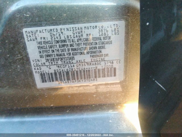 3N1AB7AP3KY370485 Nissan SENTRA S
