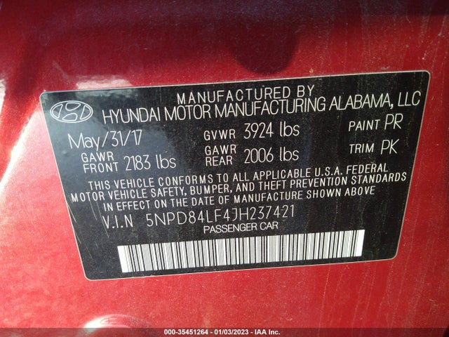 Hyundai ELANTRA SEL 2018 5NPD84LF4JH237421 Image 10