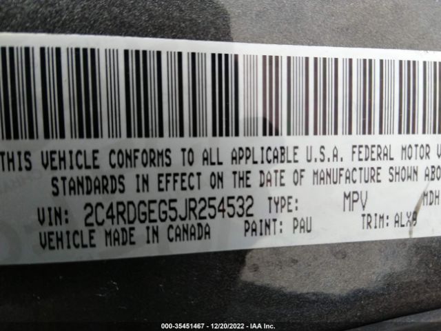2C4RDGEG5JR254532 Dodge Grand Caravan Gt